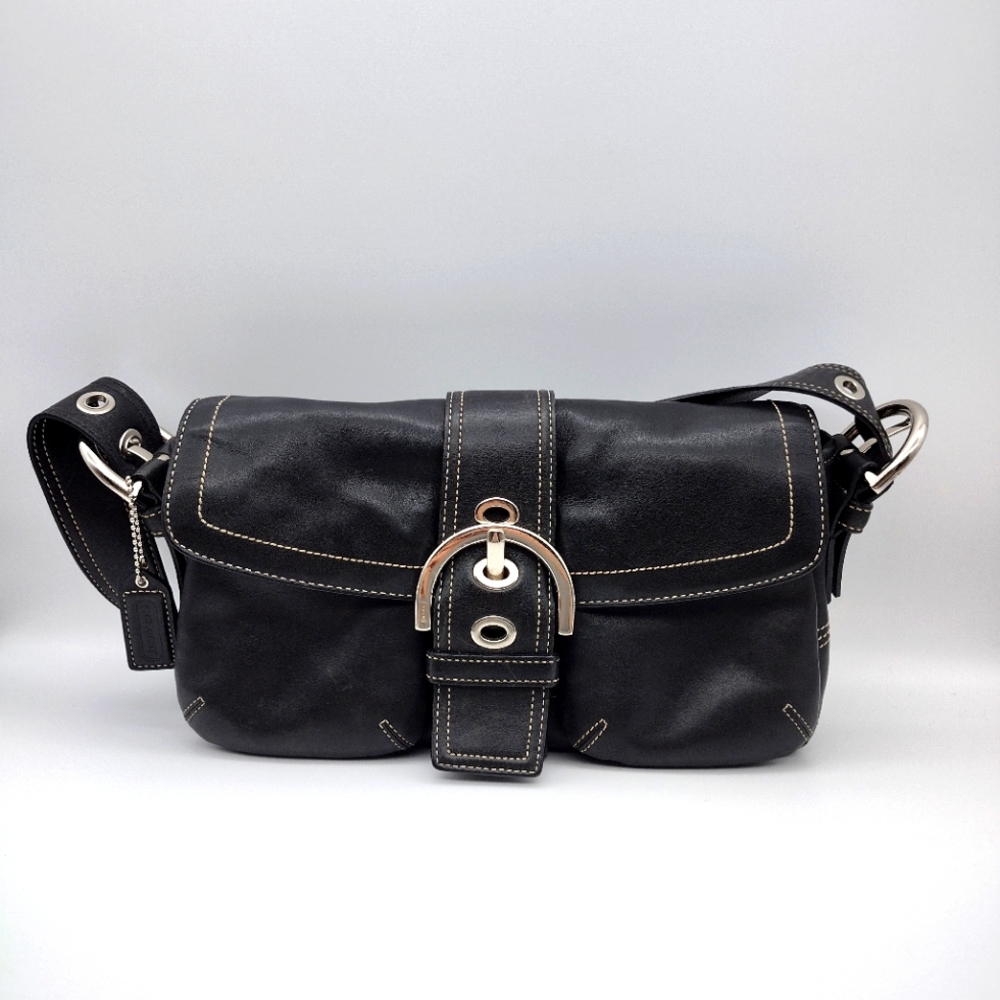 Authentic Coach Black Leather Handbag Purse